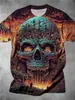 Camiseta Informal Versátil de Moda Tendencia de Alta Calidad con Estampado de Calavera para Hombre de Manga Corta, Transfronteriza Europea y Americana, Nueva 2025