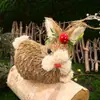 Nuevo Conejo de 13 cm del Fabricante Atracción Turística Transfronteriza Conejo Tejido de Paja de Junco Adorno Navideño Artesanía Tradicional Hecha a Mano Regalo