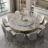 Mesa de jantar redonda em mármore estilo italiano, uma mesa redonda luxuosa e elegante para uso doméstico, adequada para restaurantes e ambientes comerciais, com tampo de mármore resistente ao calor que pode ser usado com cooktops de indução