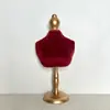 Soporte de Exhibición de Joyería para Cuello Retrato Vintage Terciopelo Rojo Collar de Perlas Accesorios para Exhibición en Ventana para Transmisión en Vivo