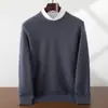 Suéter Masculino de Cashmere Gola Redonda Espessado Cor Sólida Pulôver Ombro Raglã Manga Longa Solto Confortável Malha de Lã Camada Base