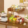Estante de Almacenamiento de Doble Capa para Escritorio de Cocina Hogareña Almacenamiento en Encimera para Botellas de Condimentos Frascos Snacks Frutas Estante de Almacenamiento de Gran Capacidad