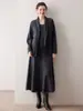 Nuevo Traje de Mujer de Cachemira Pura para Otoño e Invierno, Suéter de Manga Larga, Cárdigan, Falda de Tirantes con Cuello en U, Conjunto de Tres Piezas, Elegante