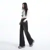 Jeans de Pierna Ancha Lavados de Mezclilla con Patrón de Bigotes de Gato Naranja Infantil para Mujer, Corte Holgado, Adelgazantes, Favorecedores, Modernos, Versátiles, Pantalones Largos hasta el Suelo.