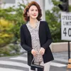 Ropa Nueva para Madres, Blusa Falsa de Dos Piezas para Mujer, Elegante Top de Punto Patchwork para Mujeres de Mediana Edad y Mayores de 40-60 Años