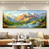 Pintura de paisagem sala de estar de costas para montanha 2025 pote de tesouro parede oeste quadro pintura moderna pendurada sofá fundo de parede montanha dourada novo