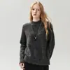 Suéter tejido de punto con cuello medio alto, manga raglán, hilo floral simple, holgado y versátil, nuevo estilo de manga larga otoño/invierno 2026