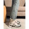 Sapatos Mary Jane de Salto Grosso Franceses para Mulheres 2025 Novo Verão Boca Rasa Doce e Gentil Estilo Coreano Sapatos Prateados com Bico Redondo