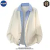 Cárdigan de punto de alta calidad y estilo de la marca NASA con diseño de dos piezas falsas, una prenda exterior casual y de moda para otoño para hombre