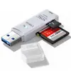 Leitor de cartão dois em um multifuncional USB 3.0 para carro, celular, câmera TF, SD, leitor de cartão dois em um de alta velocidade 3.0