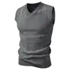 Chaleco de Punto Trenzado con Cuello en V para Hombre Otoño/Invierno 2026, Chaleco Suéter sin Mangas de Color Sólido, Chaleco para Capas Casual de Negocios