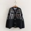 Colección Otoño 2026: Cárdigan casual de punto jacquard estilo japonés, con bloques de color, chaqueta suéter adelgazante, venta al por mayor