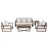 Sofá de exterior marrón transfronterizo, juego de aleación de aluminio con cojines impermeables y resistentes al sol para patio, villa y casa de huéspedes
