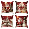 Atmosfera de Natal, Calor Festivo, Árvore de Natal, Papai Noel, Boneco de Neve Impressão Digital Capa de Almofada para Quarto de Casa