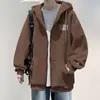 Sudadera con capucha para hombre, chaqueta casual de moda para primavera y otoño, chaqueta tipo béisbol con diseño estampado para estudiante, abrigo gris