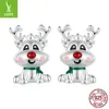 Pendientes Originales de Copo de Nieve y Campana Navideña Yinziyun Plata de Ley S925 Pendientes de Árbol de Navidad Europeos y Americanos Pendientes de Manzana Pendientes