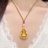 Cadena de Suéter con Colgante de Buda Religioso Inspirado en el Diseño, Adecuado para Hombres y Mujeres, Collar con Colgante Giratorio de Calabaza Hueca