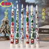 Velas Electrónicas Decorativas de Control Remoto con Temporizador, de Tallo Largo, Estampadas, con Luces LED Regulables, Brillo de Llama y Parpadeo Navideño