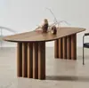 Mesa de Comedor de Diseño Estilo Cabaña de Segunda Mano Cuidadosamente Seleccionada Mesa de Trabajo Maciza de Madera para Restaurante Mesa Ovalada de Negociación para Oficina