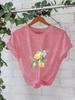 Estación Independiente Europea y Americana Transfronteriza Elegante Camiseta para Mujer en Stock Estampado de Flores de Limón Positano Verano Nueva de Manga Corta
