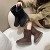 Botas de Nieve Invierno 2025 con Forro de Felpa, Zapatos Cálidos de Algodón para Nieve, Mocasines sin Cordones, Botas Cortas Engrosadas Antifrío y Antideslizantes