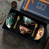 Xícara de Café de Porcelana Óssea Vintage de Alto Padrão com Toque Luxuoso, Conjunto de Xícara e Pires de Cerâmica, Exquisito e de Alta Qualidade, Presente de Inauguração