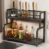 Estante para condimentos de cocina, estante de almacenamiento multifuncional de doble capa para encimera del hogar para aceite, sal, salsa y vinagre