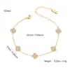 Pulsera de Acero Inoxidable Chapada en Oro de 18K con Circonita Incrustada de Diamante de Cuatro Hojas, Pulsera de Gama Alta de Nicho, Accesorio de Mano de Moda y Versátil