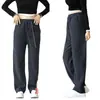 Calça de Moletom Masculina Atacado Outono e Inverno Tecido Twill Espesso Quente Malha Casual Modelagem Slim Tendência Perna Reta Longa com Plus Veludo