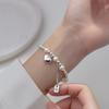 Nalan Plata Esterlina S925 Retro Cuentas de Luz Pulsera de Perlas de Corazón Elegante Nicho Exquisita Joyería de Mano para Mujer S5848
