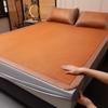 Tapete de vime de verão Tapete de verão Tapete indonésio Tapete de seda espessada para cama Lençol Tapete de grama de uso duplo Lavável para dormitório
