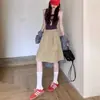 Falda Midi para Mujer con Bolsillos, Cintura Elástica, Estilo Nuevo para Verano y Otoño, Estilo Universitario, Dobladillo Ancho
