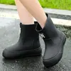 Botas de Lluvia Cortas Lindas Estilo Japonés para Mujer, Botas de Goma Antideslizantes para Exteriores, Zapatos de Agua de Suela Gruesa con Forro Polar, Botas de Lluvia Cortas Nuevas