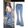 Jeans de Mujer Transfronterizos Europeos y Americanos Pantalones con Estampado de Estrellas Pantalones Acampanados Verano para Mujer