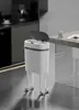 Cubo de basura con veta de madera y tapa abatible operada con el pie, montable en pared, para espacios estrechos en baño, sala de estar, cocina, rectangular, cubo de basura de gran capacidad