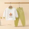 Conjunto de Roupa Térmica para Bebê para Primavera, Outono e Inverno, Acolchoado e Quente, Camada Tripla Espessa, Calça e Blusa Térmicas de Cintura Alta