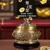 Cornucopia Hongda de latón macizo con tapa, cornucopia de moneda de dragón, regalo para porche, adornos de cuenco de cobre