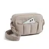 En Stock Amazon Bolso Cruzado Ligero de un Solo Hombro para Mujer de Nylon Suave con Relleno de Plumas Bolso de Mano para Teléfono Bolso Cuadrado Pequeño de Lona