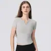 Top Esportivo Feminino Manga Curta para Yoga Transfronteiriço, Ajuste Slim, Respirável, Secagem Rápida, Alta Elasticidade, Confortável, Camiseta para Fitness e Corrida
