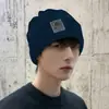 Chapéu para homens e mulheres, gorro de lã tricotado quente de inverno, novo chapéu de algodão moderno e estiloso, gorro masculino forrado de fleece para ciclismo