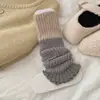 Meias quentes com blocos de cor para outono e inverno para mulheres, com renda e listras verticais, tricotadas e no estilo Lolita JK japonês