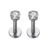 Clavos Europeos y Americanos para Hueso de la Oreja, Clavos para Nariz, Joyería para Piercings Corporales F136 Aleación de Titanio Cuatro Garras Redondo Zirconio Clavos para Labio con Rosca Interna