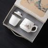 Taza de Agua de Oficina de Cerámica de Alta Calidad Juego de Tres Piezas con Tapa Separación de Té Taza de Té Regalo Conmemorativo de Negocios Líder