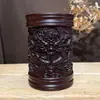 Portaplumas de Secuoya Talla en Madera Madera de Ébano Negro Navegación Fluida Portaplumas de Madera Maciza Artesanías Adorno de Almacenamiento para Escritorio de Estudiante