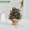 Arreglo de escritorio pequeño de Pe Scene de cedro Decoraciones navideñas de moda Adornos Árbol de Navidad Mini nevada flockada