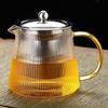 Tetera de Vidrio Resistente al Calor al por Mayor Olla Saludable Tetera de Flores Boro Alto Acero Inoxidable 304 Colador de Té Olla de Vidrio para Infusiones de Té