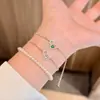 Pulseira de jadeíta verde brilhante natural em prata pura s925, sensação de luxo leve e de alta qualidade, joia de jadeíta verde-água estilo chinês novo para sorte e prosperidade