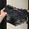 Pantaletas de Algodón Puro Transpirables Cómodas Estilo Malla Japonesa Entrepierna de Algodón Puro Cintura Media Estilo Deseo Puro Encaje Sexy Transparentes