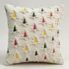 Funda de Almohada Popular Navideña Transfronteriza con Lazo Navideño y Bordado de Estrella de Cinco Puntas, Cojín para Sofá, Funda de Almohada para Decoración del Hogar