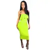 Z014 Ropa Sexy Europea y Americana para Mujer Amazon Aliexpress Dunhuang Estación Independiente Vestido Largo sin Tirantes con Volantes de Color Sólido